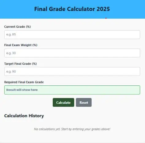 Final Grade Calculator 2025 2 Final grade calculator tool