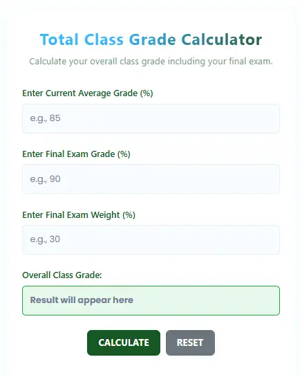 Final Grade Calculator 3 Total Class Grade Calculator